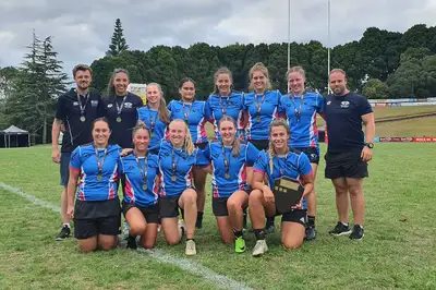 Massey women's rugby sevens team beat Waikato to the title in 2019.