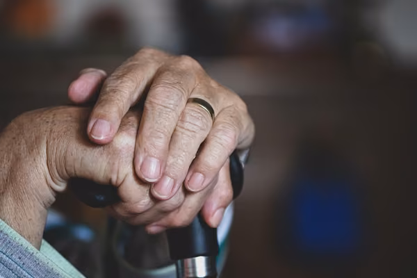A pair of elderly hands