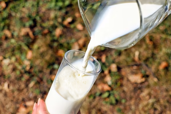 jug of milk being poured into cup