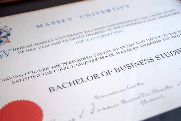 Close-up of a graduation certificate