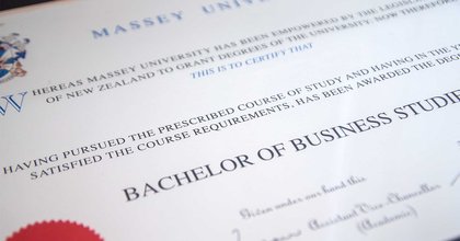 Close-up of a graduation certificate