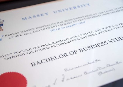 Close-up of a graduation certificate