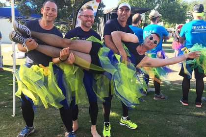 Men in tutus stand against domestic violence  - image1
