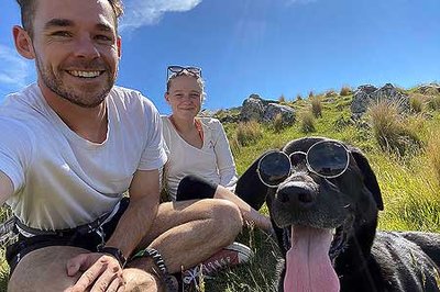 Caitlyn Poole, partner Ben and dog Lincoln