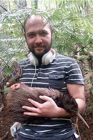 David Vieco Galvez with a kiwi
