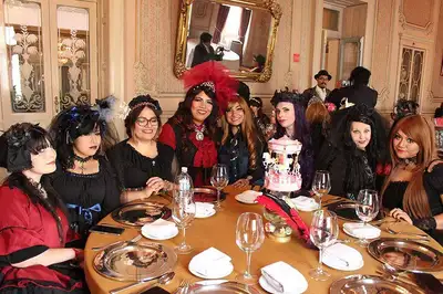 Kathryn Hardy Bernal with a group of Gothic Lolita enthusiasts in Mexico