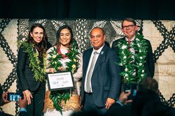 Sela Maka collecting her award.