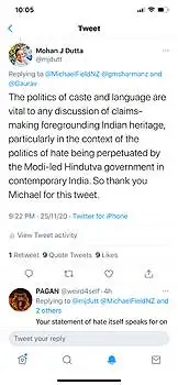 Tweet from Professor Mohan Dutta