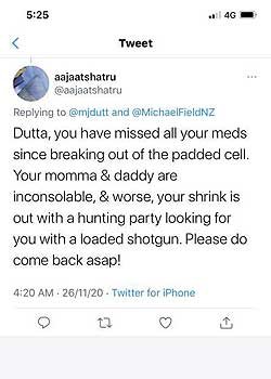 Tweet from an internet troll.