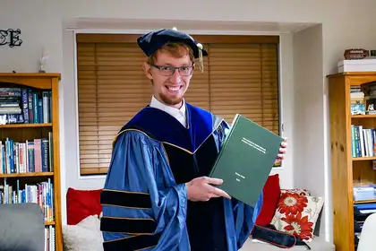 Wesley Webb at his surprise home graduation