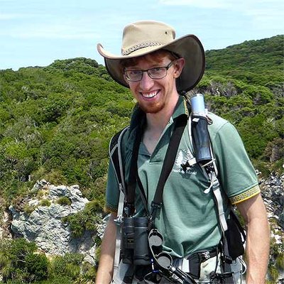 Wesley Webb on Tawhiti Rahi peak in the Poor Knights Islands