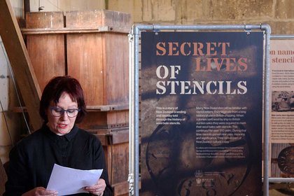 Dr Annette O'Sullivan at the launch of her exhibition the Secret Life of Stencils