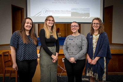 Third-year Bachelor of Nursing students Courtney Pillar, Clare Whittingham, Lorna Ryland and Georgia Graham.