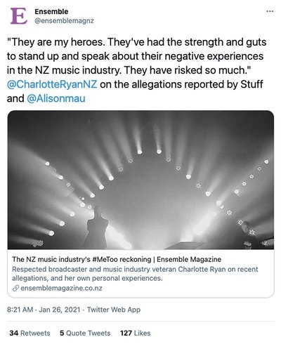 Screenshot of Ensemble magazine tweet.