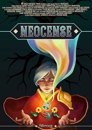 Poster for Neocense, a 2D isometric puzzle game made by Ebeney Russell, Sage Templeton, Sissi Nguyen, Luca Rosseels, Malachi Johnstone Clive Cooper, Syafiq Imran, Scott Hakkaart- Lead Animator and Tyler Mcluckie.