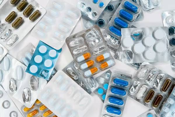 blister packets of assorted pills