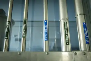 Pipes with labels on them.