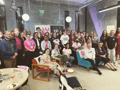 A large group of rainbow students and allies at a meet up.